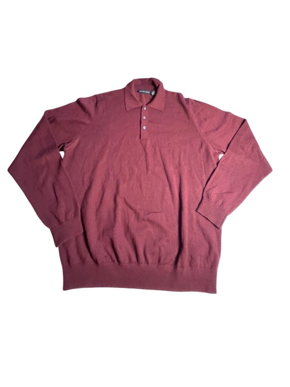 Daniel Gray Mens M Burgundy 100% Merino Wool Long-Sleeve 3 button  Polo Sweater